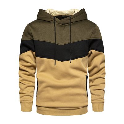 JEsilunmaMY Men's Color Block Hoodies Long Sleeve Pullover Sweatshirt Tops with Pocket Warm Thicken Fleece Casual Jumpers (Green,X-Large)