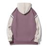 JEsilunmaMY Men's Round Neck Hoodies Long Sleeve Color Block Pullover Sweatshirt Casual Loose Drawstring Hooded Jumper Tops (Purple,3X-Large) view 2