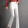 Maiyifu-GJ Women's High Waist Ankle Flare Denim Jeans Skinny Bell Bottom Pencil Denim Pants Destroyed Raw Hem Jean Trousers (White,28) view 2