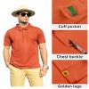 ZITY Mens Polo Shirt Short Sleeve Sports Tactical T-Shirt Athletic Golf Polos Daily Casual Stylish Collared Shirts for Men Orange Large view 2