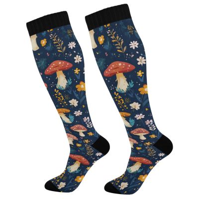 Wusikd Cute Mushrooms Forest Compression Socks for Women and Men Circulation Long Socks for Athletic Running 1