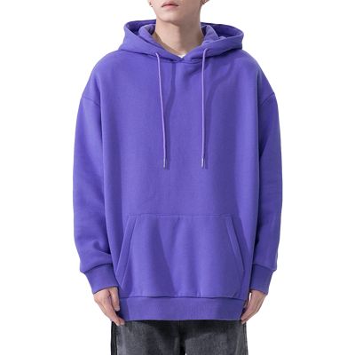 JEsilunmaMY Men's Outdoor Hoodies Long Sleeve Casual Pullover Tops with Pocket Solid Color Loose Sport Jumper Sweatshirt (Purple,Medium)