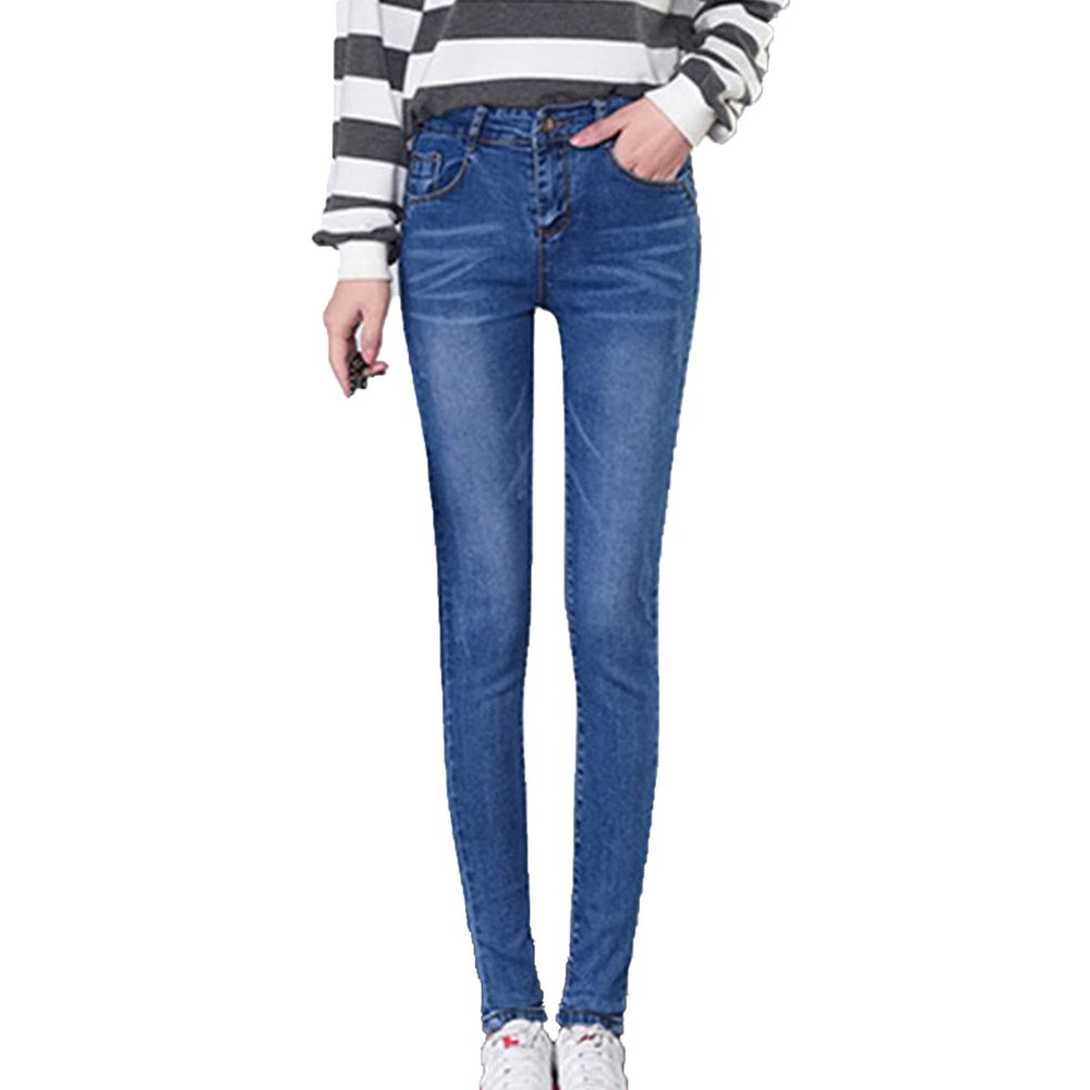 Maiyifu-GJ High Rise Skinny Pencil Jeans for Women Casual Slim Fit Butt Lifting Denim Pants Washed Stretch Jean Trousers (Blue 1,27)