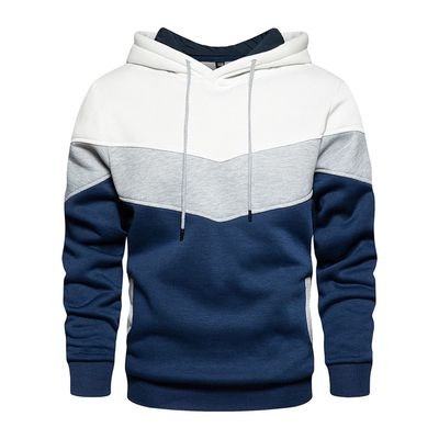 JEsilunmaMY Men's Color Block Hoodies Long Sleeve Pullover Sweatshirt Tops with Pocket Warm Thicken Fleece Casual Jumpers (White,3X-Large)