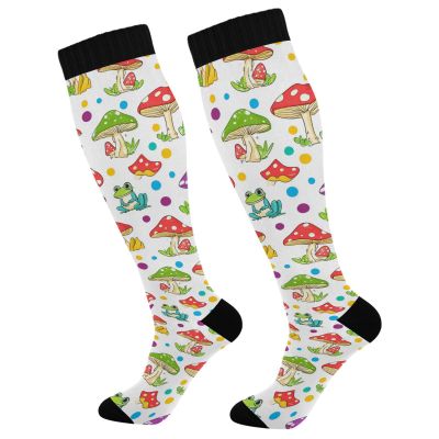 Wusikd Frogs Mushrooms Compression Socks for Women and Men Circulation Long Socks for Athletic Running 1
