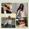JASPIN Rectangle Sunglasses for Women Men Trendy Y2k Retro 90s Sun Glasses UV Protection Cool Square Frame view 2