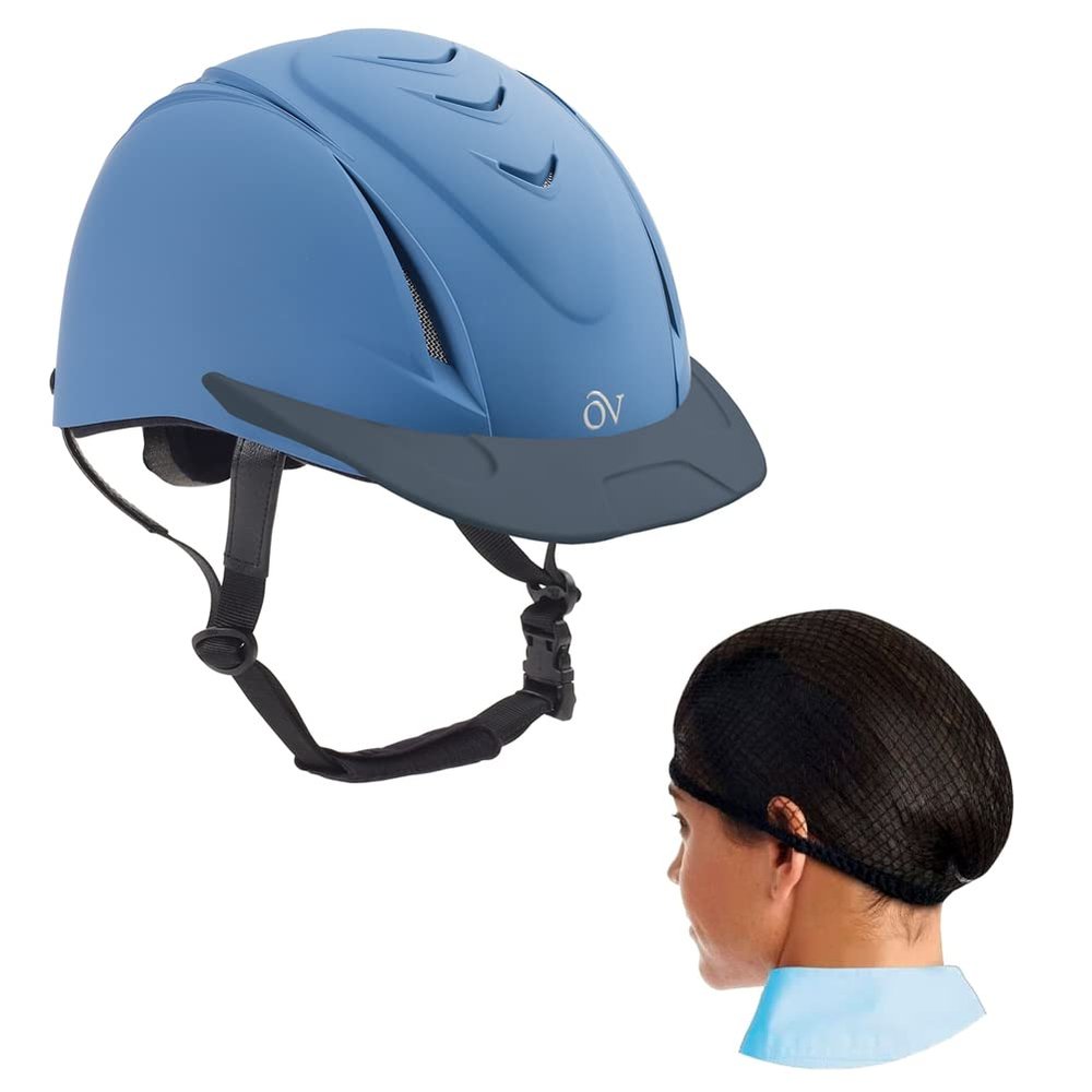 OVATION Deluxe Schooler Blue XS/S Helmet with Deluxe PK/2 Black One Size Hair Net