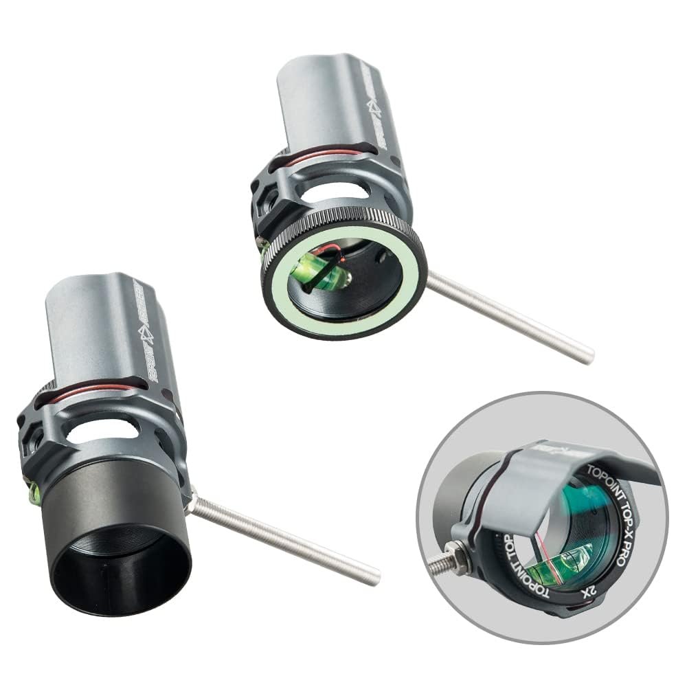 ZSHJGJR Compound Bow Target Sight Scope, Single Pin 0.019" Optical Fiber, 2X-8X Lens, Grey