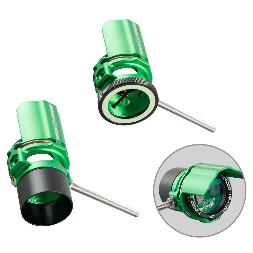 ZSHJGJR Archery Bow Sight Compound Bow Scope Sight Single Pin 0.019" Optical Fiber 2X 4X 6X 8X Lens Optical Fiber Sight for Hunting Shooting Accessory (Green, 8X)