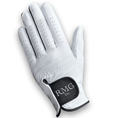 RMG Co. Premium Leather Classic White Golf Glove for Men Available in Left and Right Hand (Large, Right)