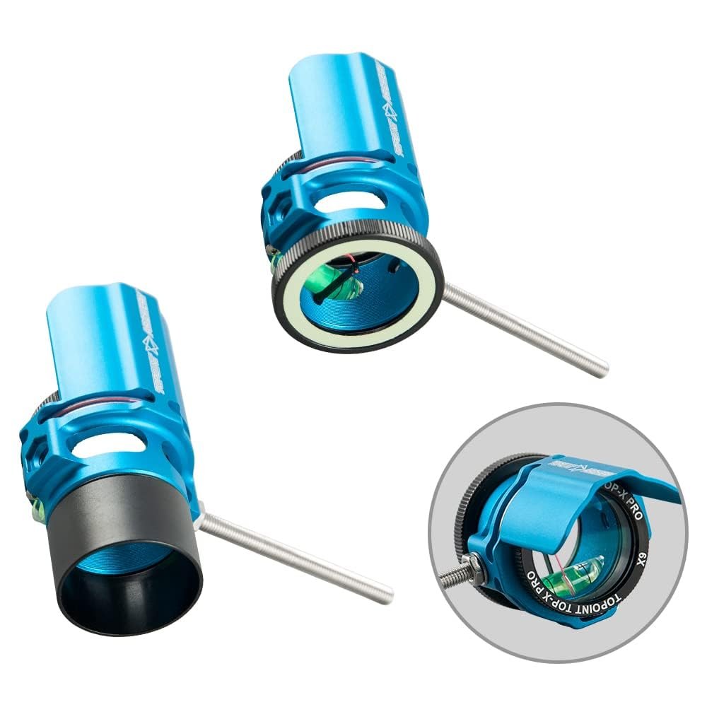 ZSHJGJR Archery Bow Sight Compound Bow Scope Sight Single Pin 0.019" Optical Fiber 2X 4X 6X 8X Lens Optical Fiber Sight for Hunting Shooting Accessory (Lake Blue, 2X)