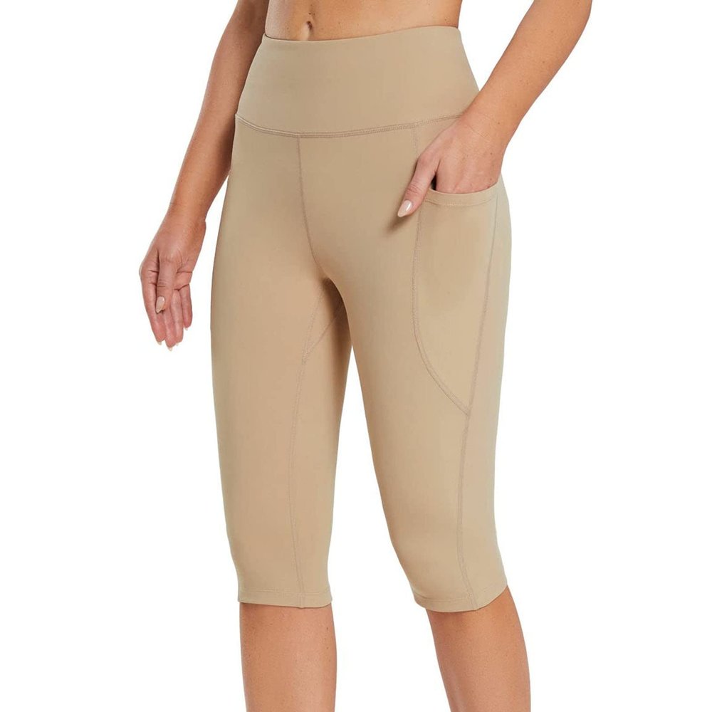 Capri Leggings for Women Knee Length High Waisted Yoga Pants Casual Summer Workout Exercise Bike Shorts with Pockets