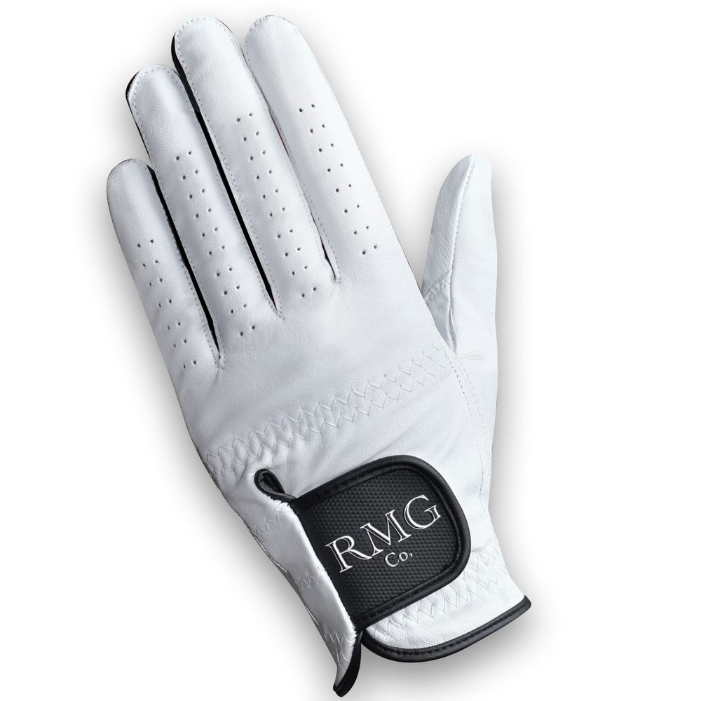 RMG Co. Premium Leather Classic White Golf Glove for Men Available in Left and Right Hand (Medium, Right)