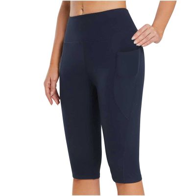 Capri Leggings for Women Knee Length High Waisted Yoga Pants Casual Summer Workout Exercise Bike Shorts with Pockets