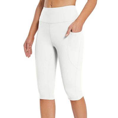 Capri Leggings for Women Knee Length High Waisted Yoga Pants Casual Summer Workout Exercise Bike Shorts with Pockets
