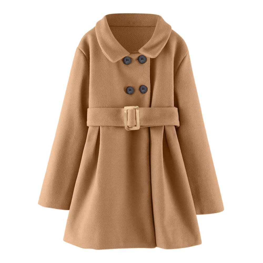 Toddler Girls Winter Windproof Coat Jacket Kids Warm Fleece Outerwear Jacket Girl Button Dress Coat (Coffee, 5-6 Years)