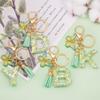 OKAICEN Fashion Alphabet Initial Letter Keychain Green Tassel Butterfly Pendant Key Ring for Purse Handbags Women Girl('B') view 4