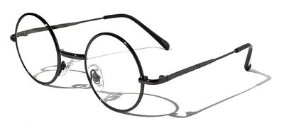 V.W.E. Kids Children Size Hippie Round Circle Lens Lennon Metal Clear Lens Glasses (Age 3-12) (Gunmetal)