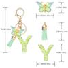 OKAICEN Fashion Alphabet Initial Letter Keychain Green Tassel Butterfly Pendant Key Ring for Purse Handbags Women Girl('Y') view 2