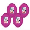 Superio Round Snow Saucer Sled- 24" Plastic Disc Sled for Kids and Adults- Heavy Duty Sled with Handles for Downhill Sledding, Winter Outdoor Sports (Fuchsia, 4 Pack) view 1