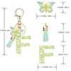OKAICEN Fashion Alphabet Initial Letter Keychain Green Tassel Butterfly Pendant Key Ring for Purse Handbags Women Girl('F') view 2