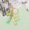 OKAICEN Fashion Alphabet Initial Letter Keychain Green Tassel Butterfly Pendant Key Ring for Purse Handbags Women Girl('F') view 3