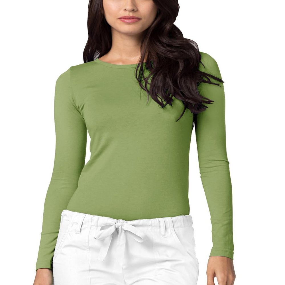 Adar Underscrubs for Women - Long Sleeve Underscrub Comfort Tee - 2900 - Spring Leaf - L
