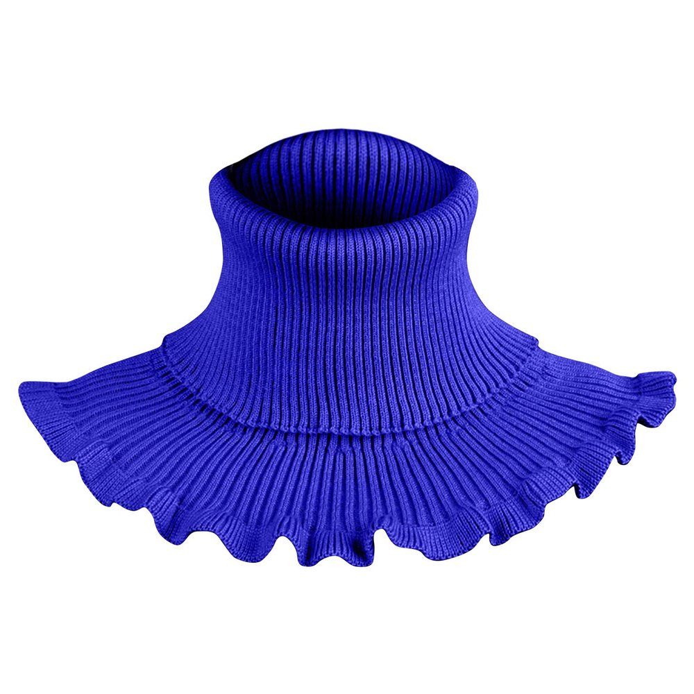 Collar-Warm Ladies Turtleneck Artificial Turtleneck-Turtleneck-Detachable Knit Scarf Plaid Shawls And Wraps