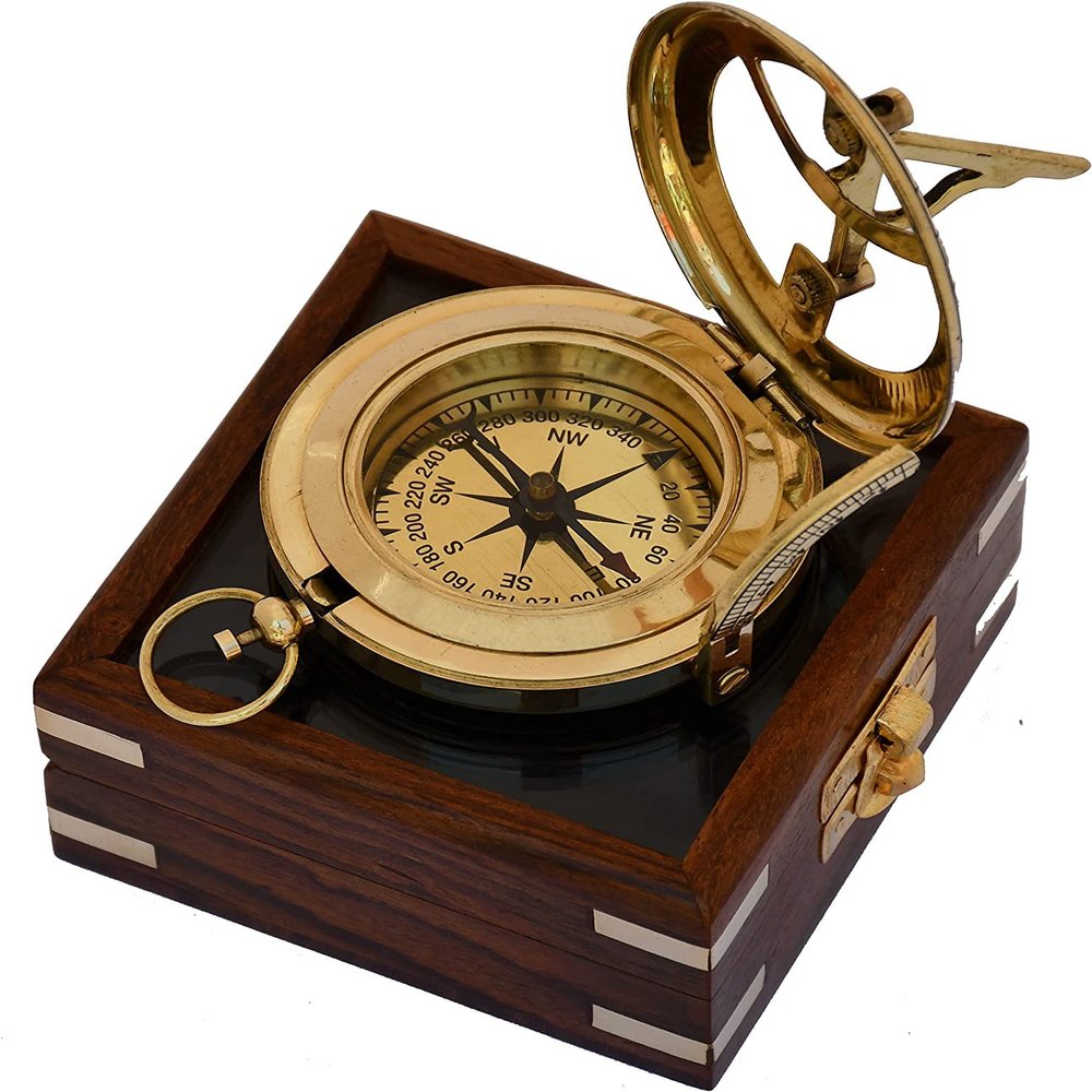 Compass, Retirement Gifts, Personalized Engraved Compass, Vintage Compass, mom Dad Gift, Functional Working Compass, Boyfriend Gift, Dad Gifts (Brass Golden Finish)