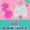 L.O.L. Surprise Beanie Hat and Gloves Set, Kids Cuffed Knitted Winter Cap with Pom and Matching Mittens, Grey, One Size view 2