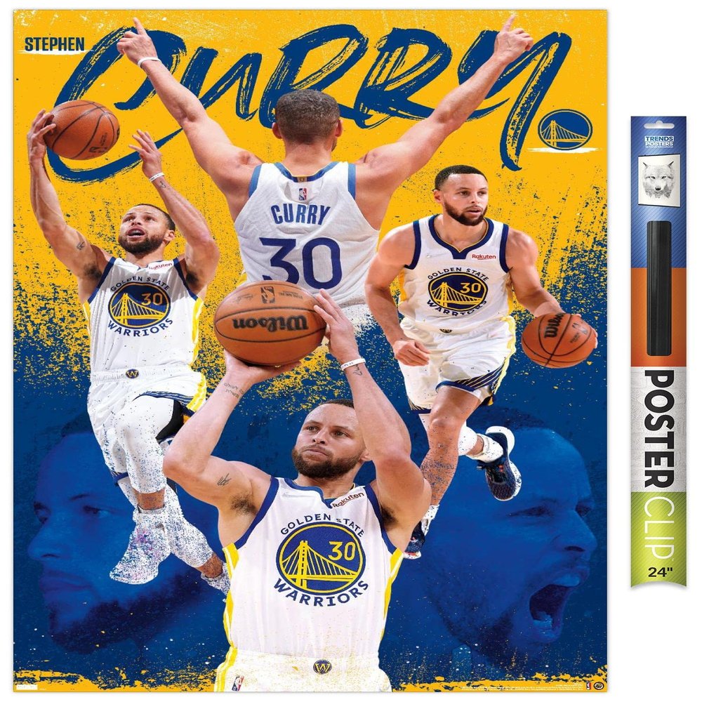 Trends International NBA Golden State Warriors - Stephen Curry 22 Wall Poster, 34L x 22.4W, Poster & Clip Bundle