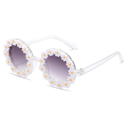 JINHUIBBA Girls round Flower Sunglasses Flower Cute Glasses UV 400 Protection for Outdoor Beach