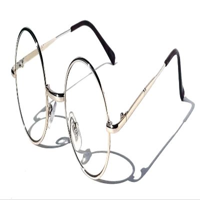 V.W.E. Kids Children Size Hippie Round Circle Lens Lennon Metal Clear Lens Glasses (Age 3-12) (Gold)