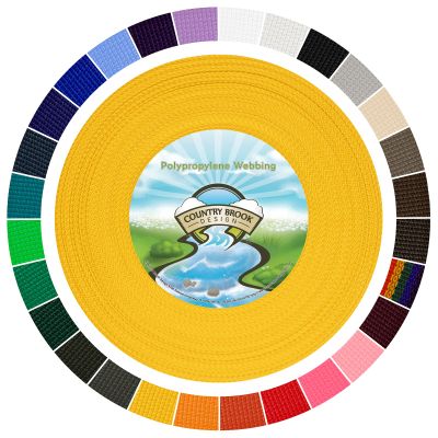 Country Brook Design 1" Webbing - 10/25/50 Yards - 30+ Colors - EDC 1 Inch Polypropylene Webbing for Climbing Outdoors Crafting DIY Gear Repair (Yellow, 50 Yards)