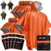 PREPARED4X Emergency Mylar Blanket  Survival Rain Cover with Hood  Lightweight, Compact, Reusable Emergency Blanket for Hiking, Camping, Thermal Gear, Car Kit, Outdoors  10 Pack (Orange) view 1