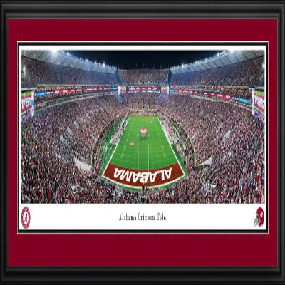 Alabama Football at Twilight (end zone) - 44x18-inch Double Mat, Deluxe Framed Picture by Blakeway Panoramas