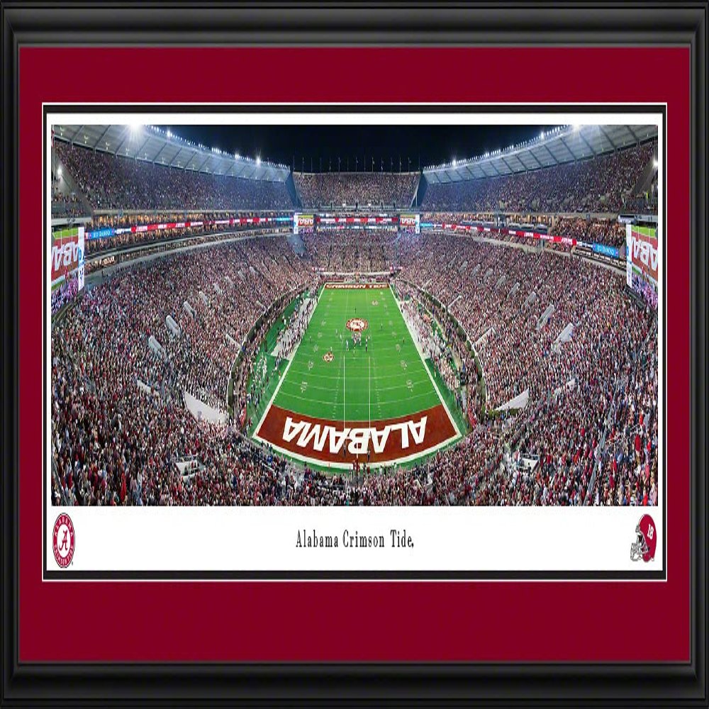 Alabama Football at Twilight (end zone) - 44x18-inch Double Mat, Deluxe Framed Picture by Blakeway Panoramas