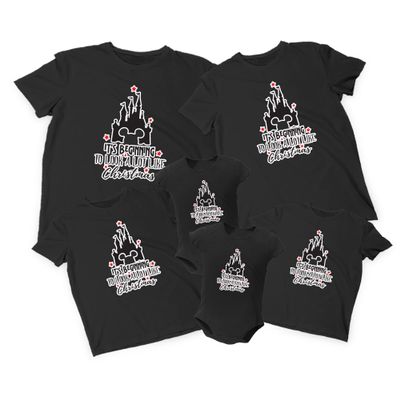 Natural Underwear Family Trip #9 Castle It's Beginning to Look a Lot Like Women Men Youth Kids Cotton Crew Neck Black T Shirts Kids Girls 3T