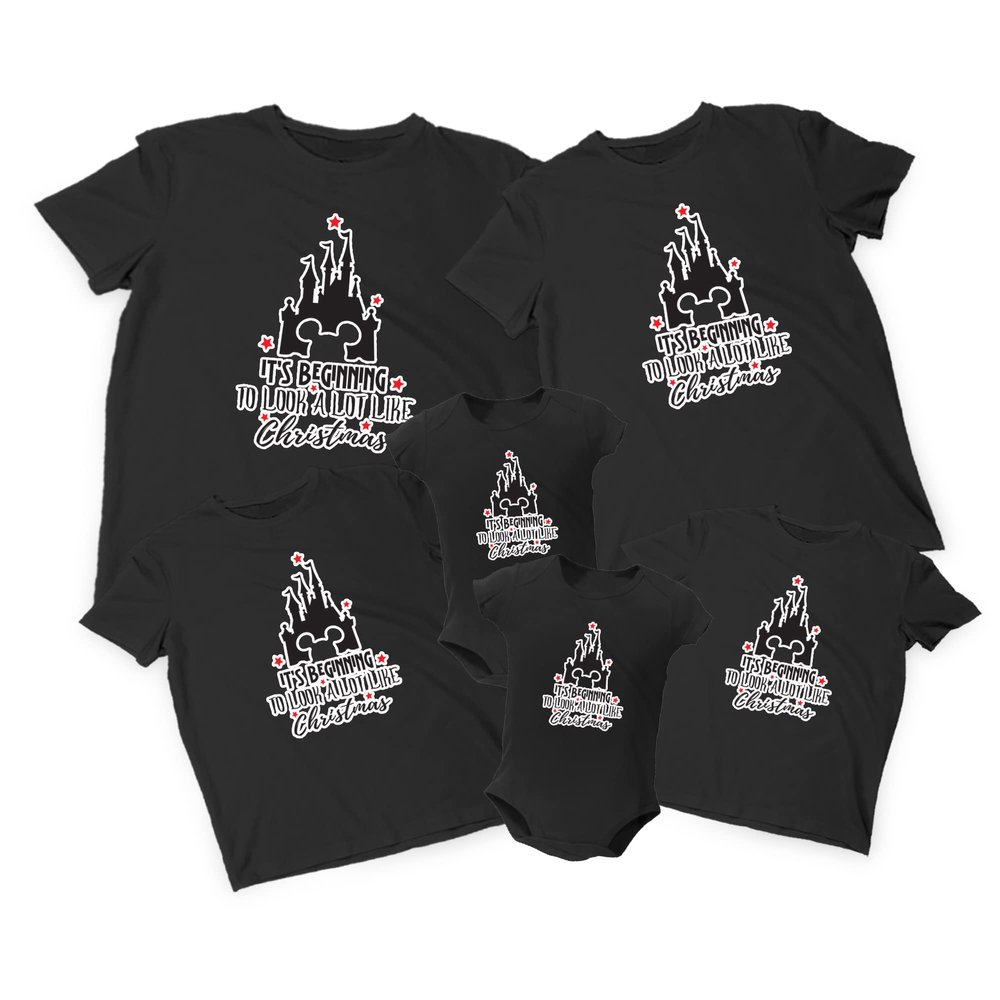 Natural Underwear Family Trip #9 Castle It's Beginning to Look a Lot Like Women Men Youth Kids Cotton Crew Neck Black T Shirts Kids Girls 3T