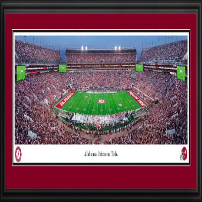Alabama Football at Twilight - 44x18-inch Double Mat, Deluxe Framed Picture by Blakeway Panoramas