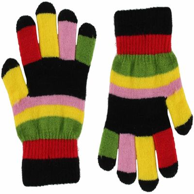 Magic Warm Kids Multi Striped Gloves in Black, size: One Size