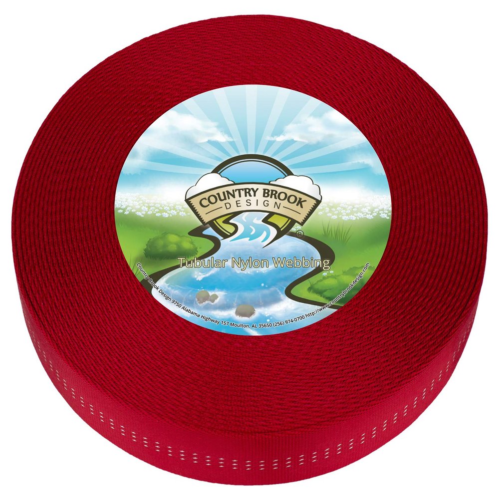 Country Brook Design - 1 Inch Red Climbing Spec Tubular Nylon Webbing, 10 Yards