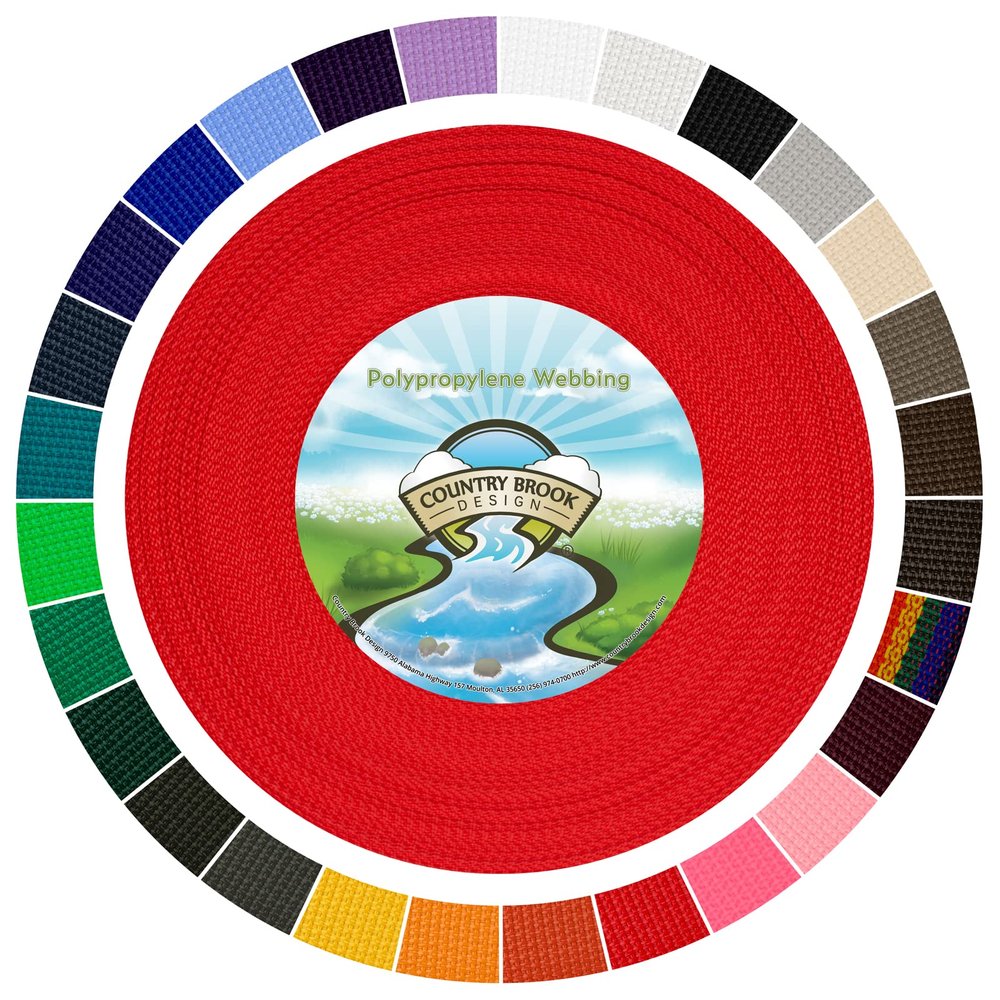 Country Brook Design 1" Webbing - 10/25/50 Yards - 30+ Colors - EDC 1 Inch Polypropylene Webbing for Climbing Outdoors Crafting DIY Gear Repair (Red, 25 Yards)