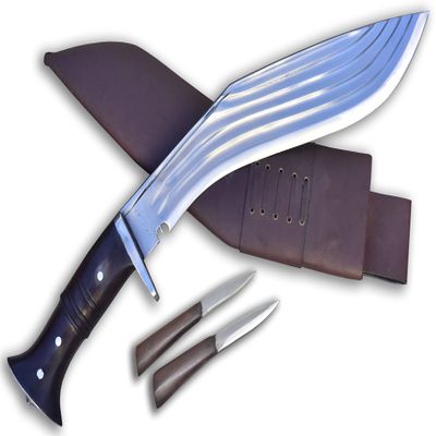 GK&CO. Kukri House Authentic Kukri/Khukuri 14.5" Blade 5" Chirra (5 Fuller) Gorkha Knife Blocker Rosewood Handle-GK - Handmade in Nepal Imported