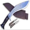 GK&CO. Kukri House Authentic Kukri/Khukuri 14.5" Blade 5" Chirra (5 Fuller) Gorkha Knife Blocker Rosewood Handle-GK - Handmade in Nepal Imported view 1