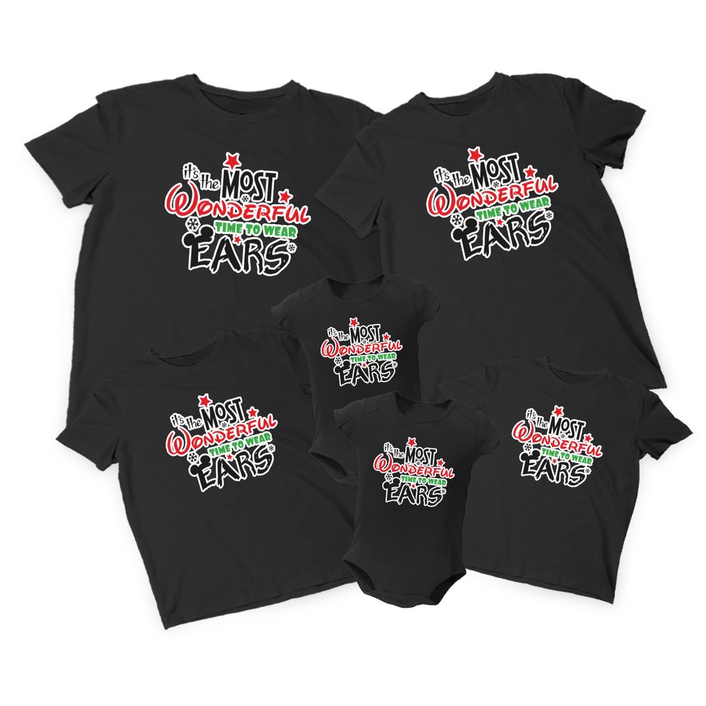 Natural Underwear Family Trip #9 It's The Most Wonderful Time to Wear Ears Women Men Youth Kids Cotton Crew Neck Black T Shirts Youth Girls Small