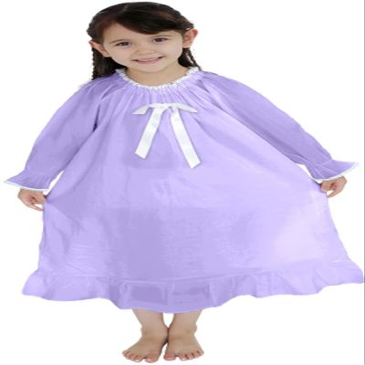 610 YOU Girls Cotton Nightgowns, Purple Vintage Long Sleeve Night Gowns for Girls, Sleep-Dresses 10-12 Years