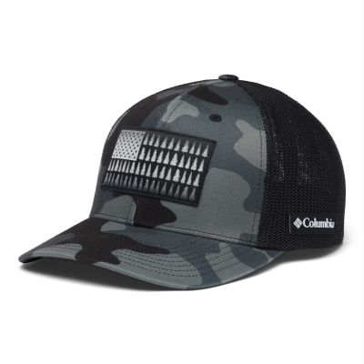 Columbia Unisex Tree Flag Mesh Ball Cap-High Crown, Black Mod Camo, Large/X-Large