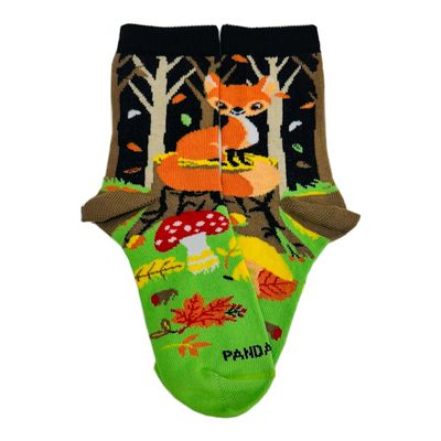 Sock Panda Fox in the Woods Socks from the (Ages 3-5) Small, Toddler Shoe Size 7-12