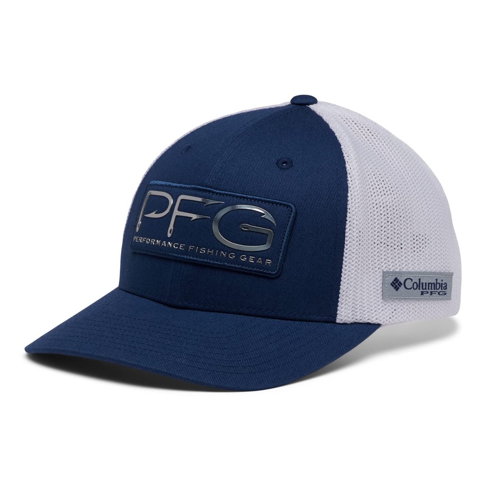 Columbia Unisex PFG Hooks Mesh Ball Cap-High Crown, Carbon/Silver, XX-Large
